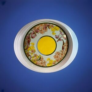Gardner's Eden Round Vinyl‎ Serving Tray Daisy Lloral Pattern Large 21 x 17.5